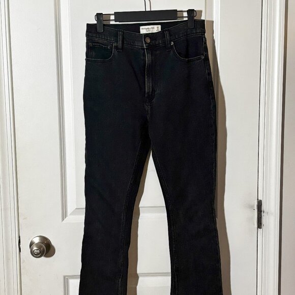 Abercrombie & Fitch Black High-Rise Slim Flare Jeans - Picture 1 of 4